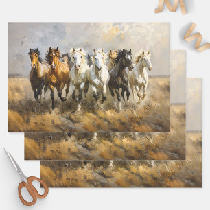Dekoupage von Horse Herd Galloping Geschenkpapier Set