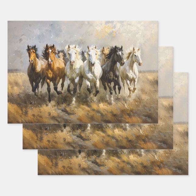 Dekoupage von Horse Herd Galloping Geschenkpapier Set (Set)