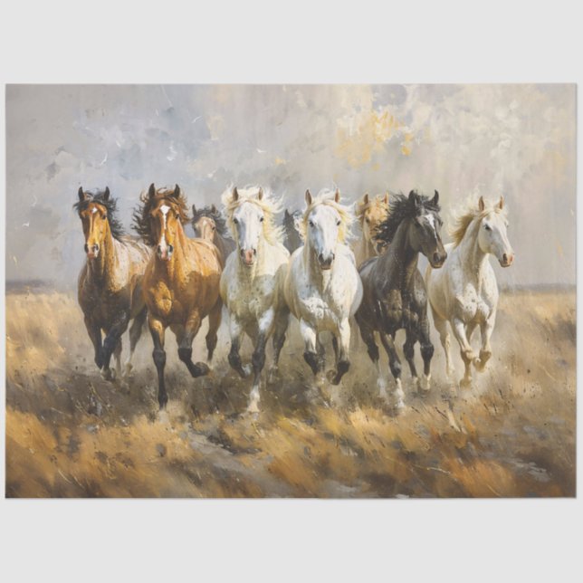Dekoupage von Horse Herd Galloping Seidenpapier (Vorderseite)