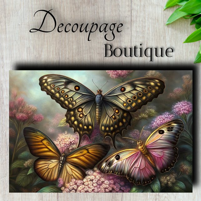 Dekoupage von Metallic-Schmetterlingen Seidenpapier (Metallic Butterflies Decoupage Tissue Paper)