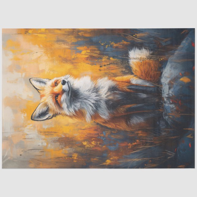 Dekoupage von Red Fox Fett Digital Painting Seidenpapier (Vorderseite)