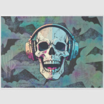 Dekoupage von Rock and Roll Skull and Bats