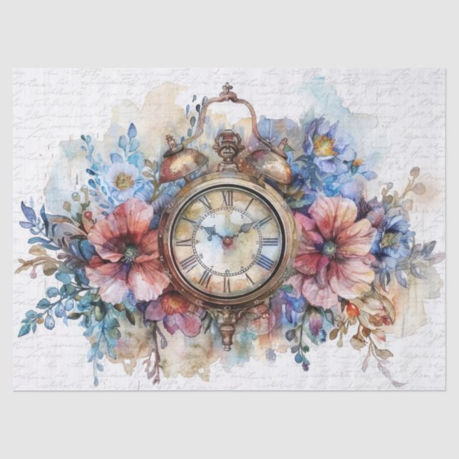Dekoupage von Rose für Vintage handgeschriebene Sk Seidenpapier (Vorderseite)
