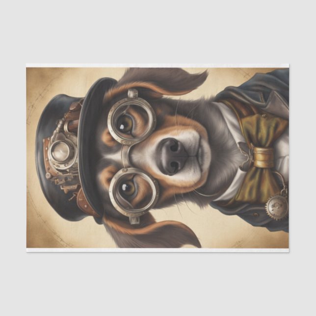 Dekoupage von Steampunk-Dackeln Seidenpapier (Vorderseite)