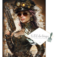 Dekoupage von Steampunk-Woman Mechanischen Element