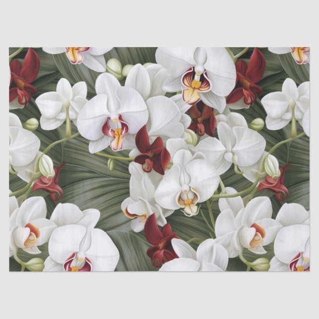Dekoupage von White und Burgundy Orchids Seidenpapier (Vorderseite)