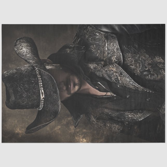 Dekoupage Western Outlaw in Black-Jack McGraw Seidenpapier (Vorderseite)