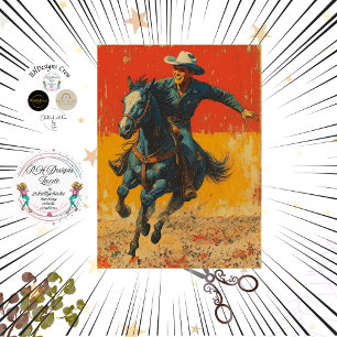 Dekoupage Western Reitender Cowboy Vintage Poster Seidenpapier