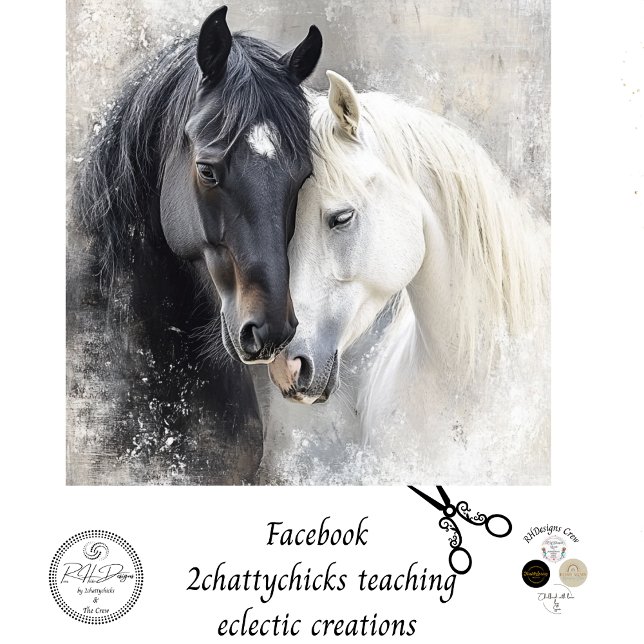 Dekoupage Whimsical Abstraktes Schwarz-weißes Pfer Seidenpapier (Von Creator hochgeladen)