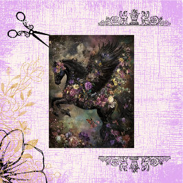 Dekoupage Whimsical Black Horate Intricate Blume Seidenpapier