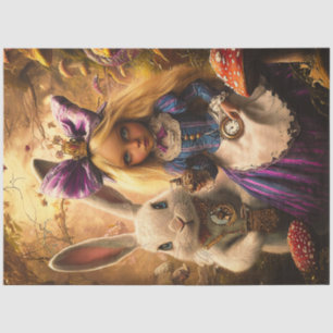 Dekoupage Whimsical Blonde Girl in Wonderland Seidenpapier