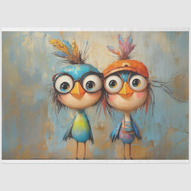 Dekoupage Whimsical Charakter Wackadoodle Brothers Seidenpapier (Vorderseite)