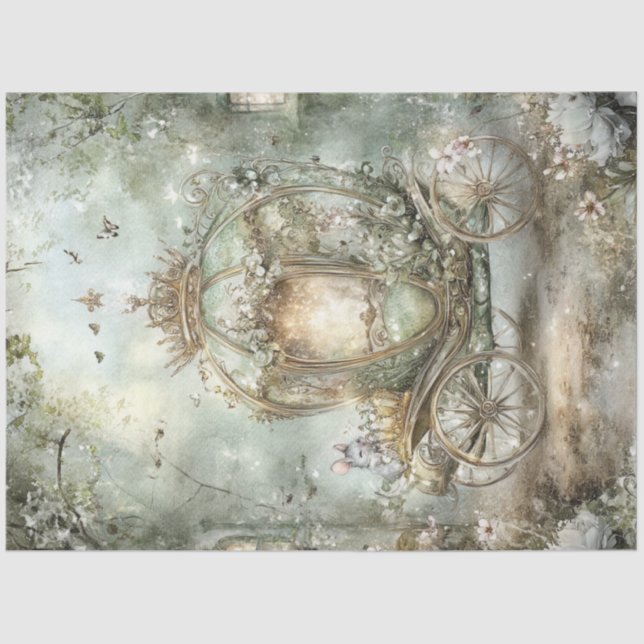 Dekoupage Whimsical Fantasy Verziert Carriage & Mi Seidenpapier (Vorderseite)