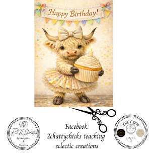Dekoupage Whimsical Highland Cupcake Geburtstag  Seidenpapier
