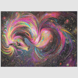 Dekoupage Whimsical Horse Vibranly Abstrakt Swirl Seidenpapier