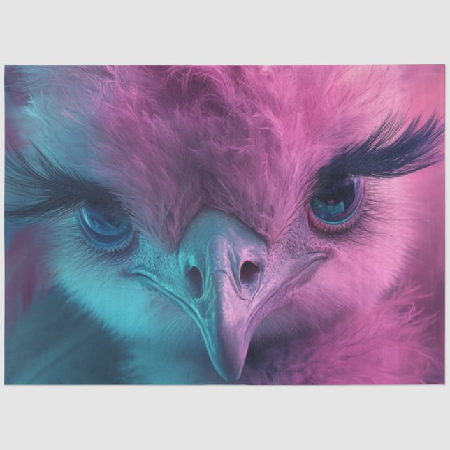 Dekoupage Whimsical Hot Pink Ostrich Tissue Paper Seidenpapier (Vorderseite)