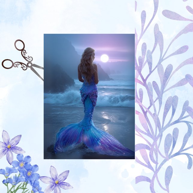 Dekoupage Whimsical Mermaid Mystische Szene Ozean Seidenpapier (Von Creator hochgeladen)