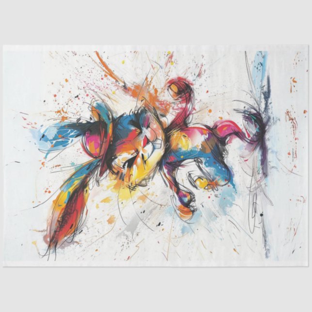 Dekoupage Whimsical Splash Painting Rabbit Seidenpapier (Vorderseite)