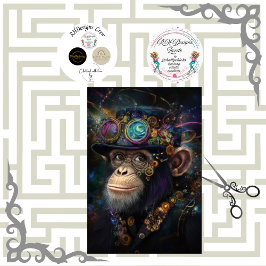 Dekoupage Whimsical Steampunk-Affe in lebendiger F Seidenpapier