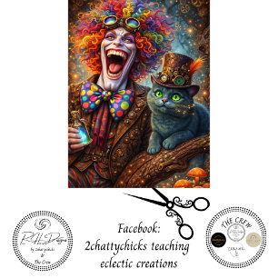 Dekoupage Whimsical Steampunk Trickster Magie Katz Seidenpapier