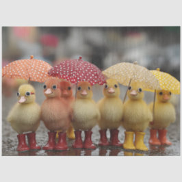 Dekoupage Whimsical Summer Ducklings in Rain Seidenpapier
