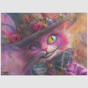 Dekoupage Whimsical Vibrancal farbige Katze in ein Seidenpapier