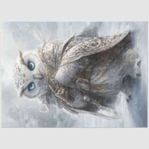 Dekoupage White Owl Intricentiment in Schneeszene Seidenpapier