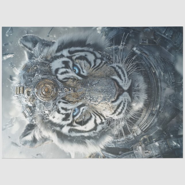 Dekoupage White Tiger Guardian of Harmony Artemis Seidenpapier (Vorderseite)