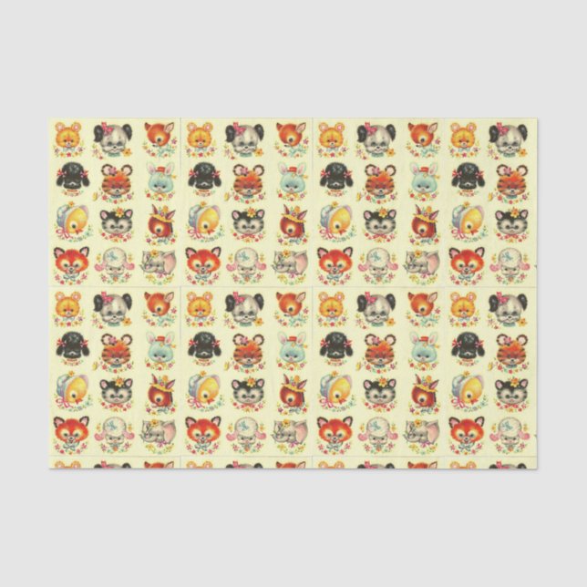 Dekoutieren Vintager Kleintiere Seidenpapier (Vorderseite)