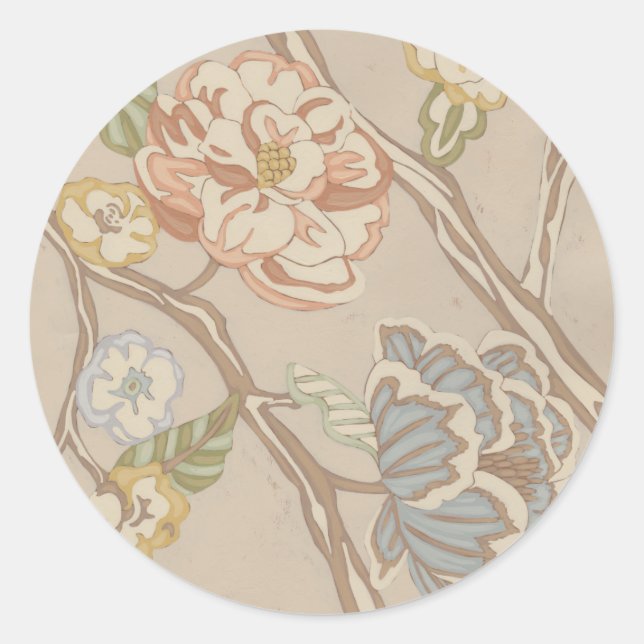 Dekrative Organza Chintz Floral Design Runder Aufkleber (Vorderseite)