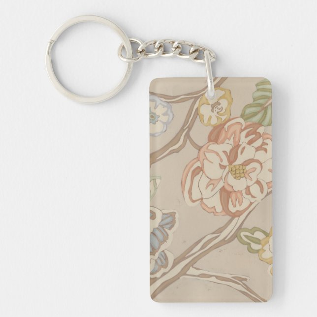 Dekrative Organza Chintz Floral Design Schlüsselanhänger (Vorderseite)