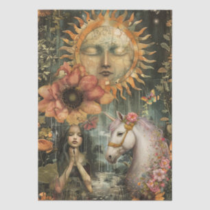 Dekupierspapier Mädchen Moody Dark Rustic Fantasy  Seidenpapier