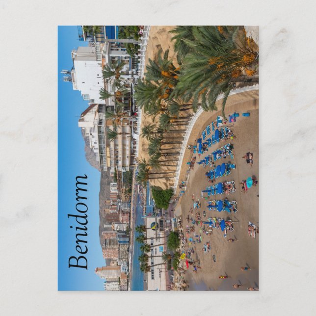 Del Malpas Beach, Benidorm, Costa Blanca, Spanien Postkarte (Vorderseite)