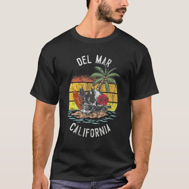 Del Mar Beach California Palms Skull Surset Sunset T-Shirt (Vorderseite)