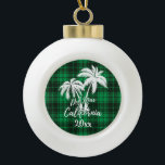 Del Mar California Beach Palm Tree Green Kariert Keramik Kugel-Ornament<br><div class="desc">Del Mar California Beach Palm Tree Green Karierte Ornament</div>