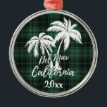 Del Mar California Beach Palm Tree Green Plaid Ornament Aus Metall<br><div class="desc">Del Mar California Beach Palm Tree Green Plaid Ornament</div>