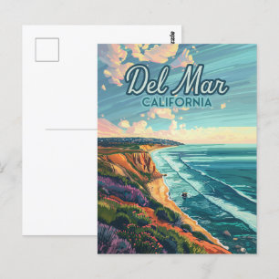 Del Mar Kalifornien San Diego Strand Pazifik Vinta Postkarte