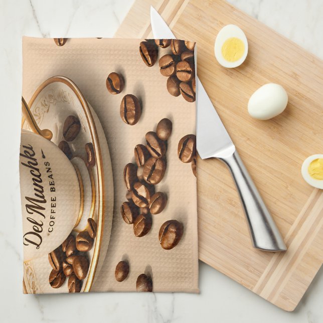 Del Munchie Kaffeebohnen im Vintage-Stil Tee Geschirrtuch (Viertel Falte)