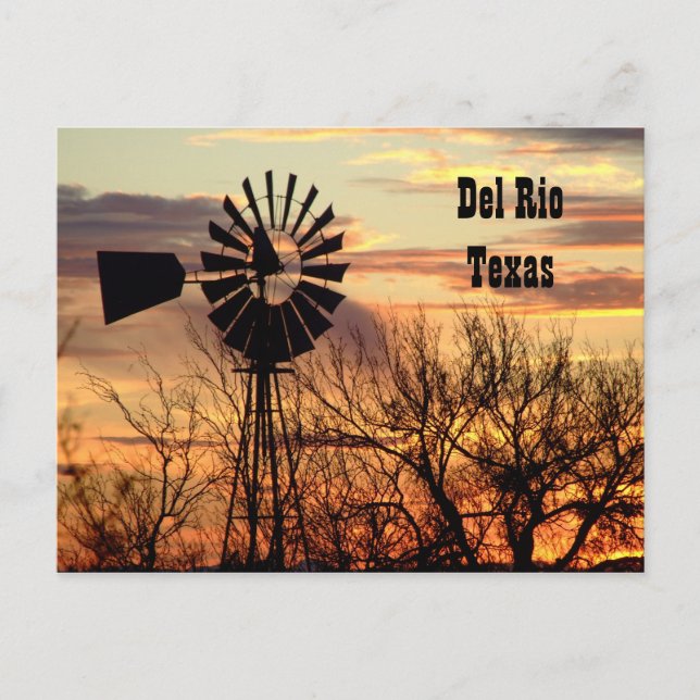 Del Rio Texas Windmühle Postkarte (Vorderseite)