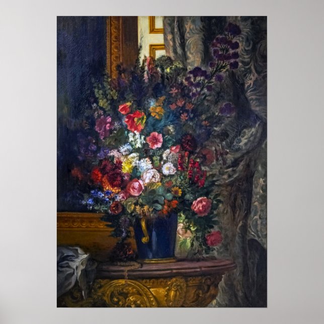 Delacroix - Blume Vase mit Konsole 1849 Poster (Vorne)