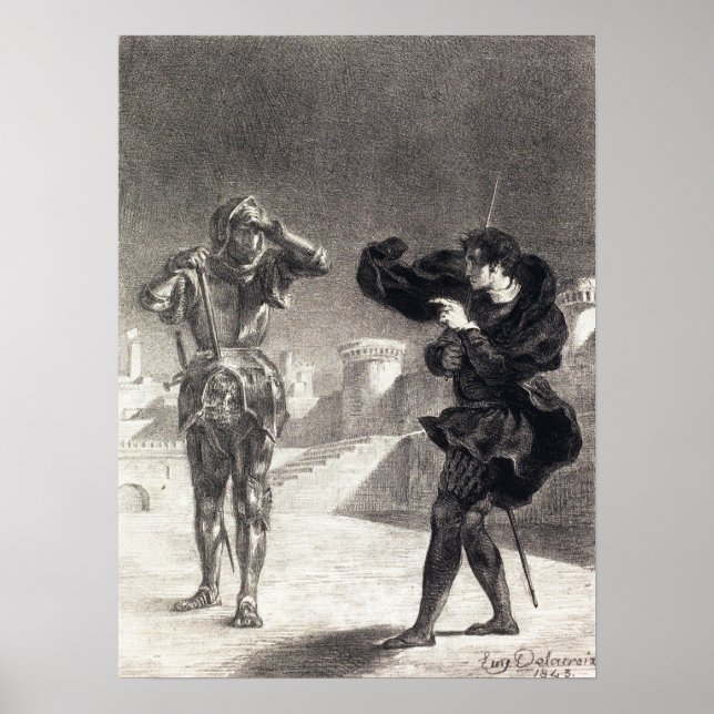 Delacroix - Der Geist auf der Terrasse (Akt... Poster (Vorne)