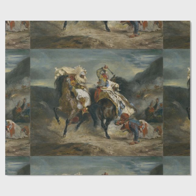 Delacroix Der Kampf der Giaour und Hassan Geschenkpapier (Flach)