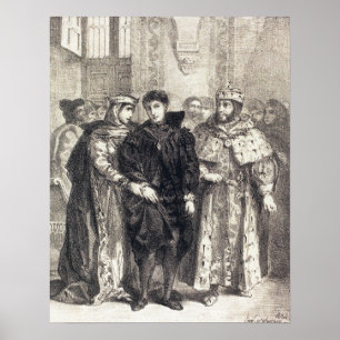 Delacroix - Die Königin versucht Hamlet zu trösten Poster
