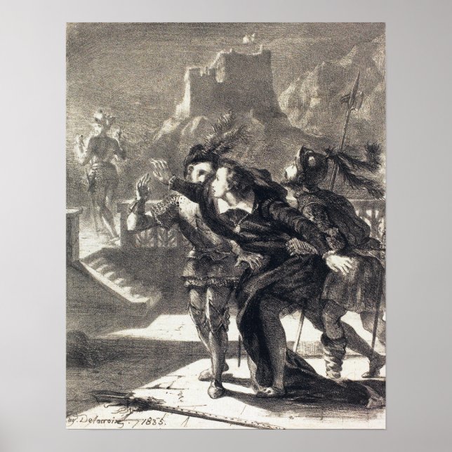 Delacroix - Hamlet und der Geist seines Vaters (a. Poster (Vorne)