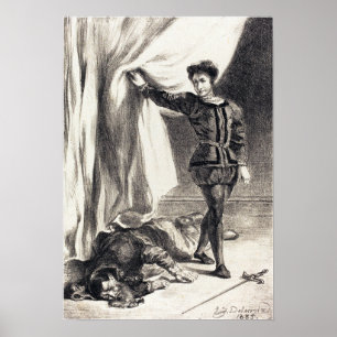Delacroix - Hamlet und der Körper von Polonius (Ge Poster