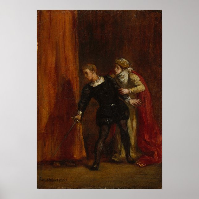 Delacroix - Hamlet und seine Mutter Poster (Vorne)