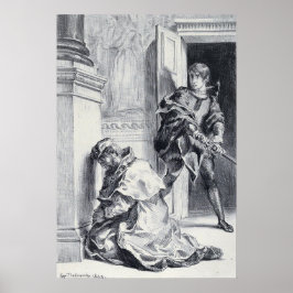 Delacroix - Hamlet versucht, den König zu töten Poster