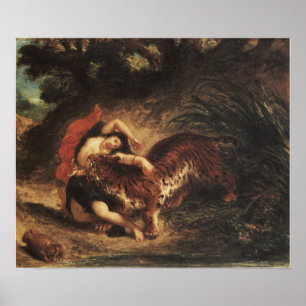 Delacroix - Indianer, die durch einen Tiger verstü Poster