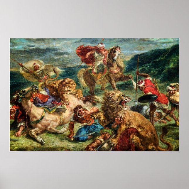 Delacroix - Löwenjagd Poster (Vorne)
