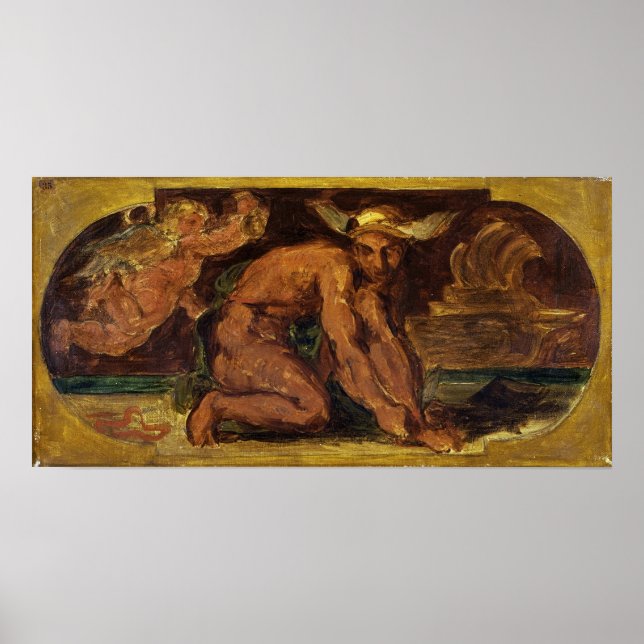 Delacroix - Merkur-Skizze für den Friedenssalon Poster (Vorne)